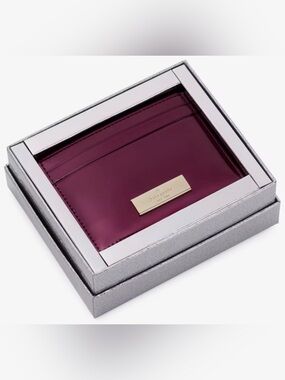 NWT Kate Spade Kenzie Boxed Dark Raspberry Small Slim Cardholder Purple Wallet
